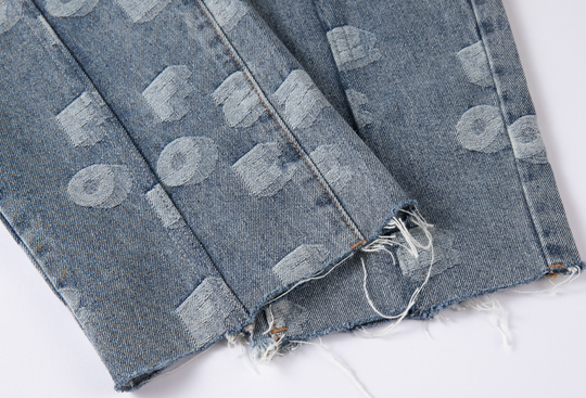 F2CE LOGO Full Of Printed Embroidered Letters Jacquard Denim Jeans Pants | Face 3 Face