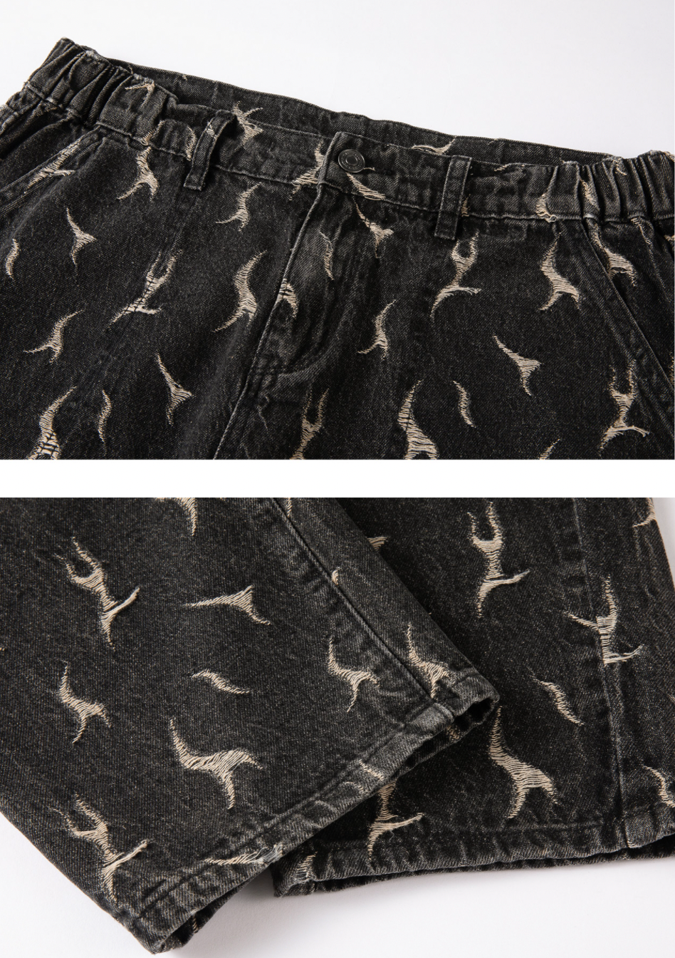 F2CE Lightning Flame Washed Jacquard Denim Jeans Pants | Face 3 Face