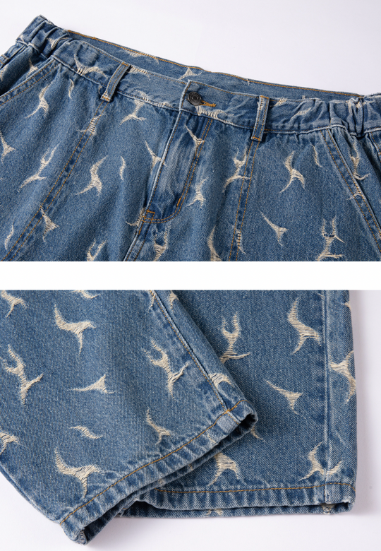 F2CE Lightning Flame Washed Jacquard Denim Jeans Pants | Face 3 Face