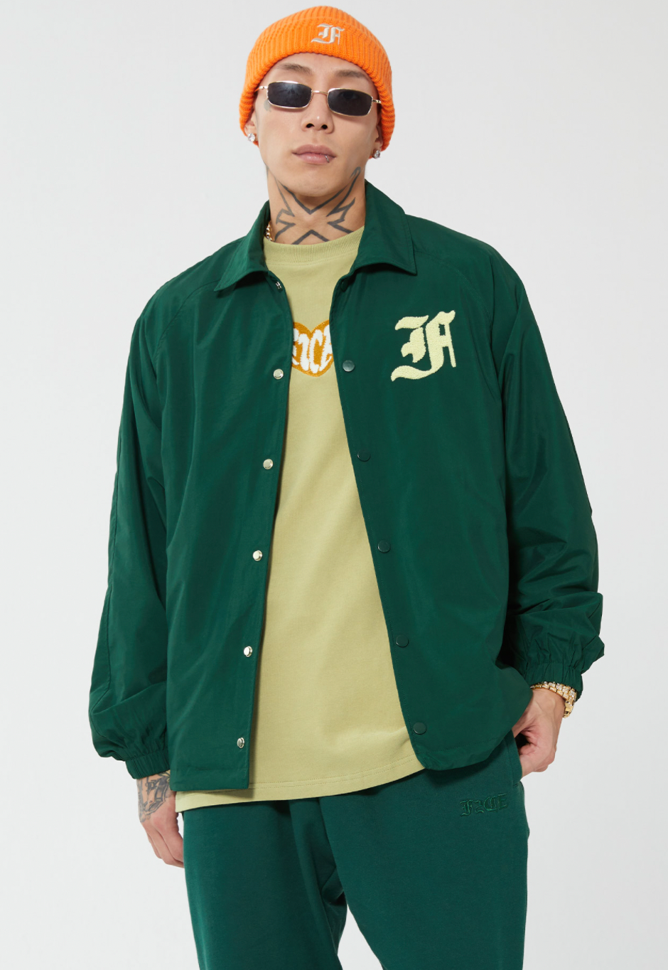 F2CE LOGO Print Towel Embroidery Coach Jacket | Face 3 Face