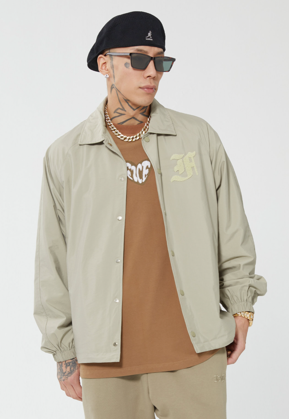 F2CE LOGO Print Towel Embroidery Coach Jacket | Face 3 Face