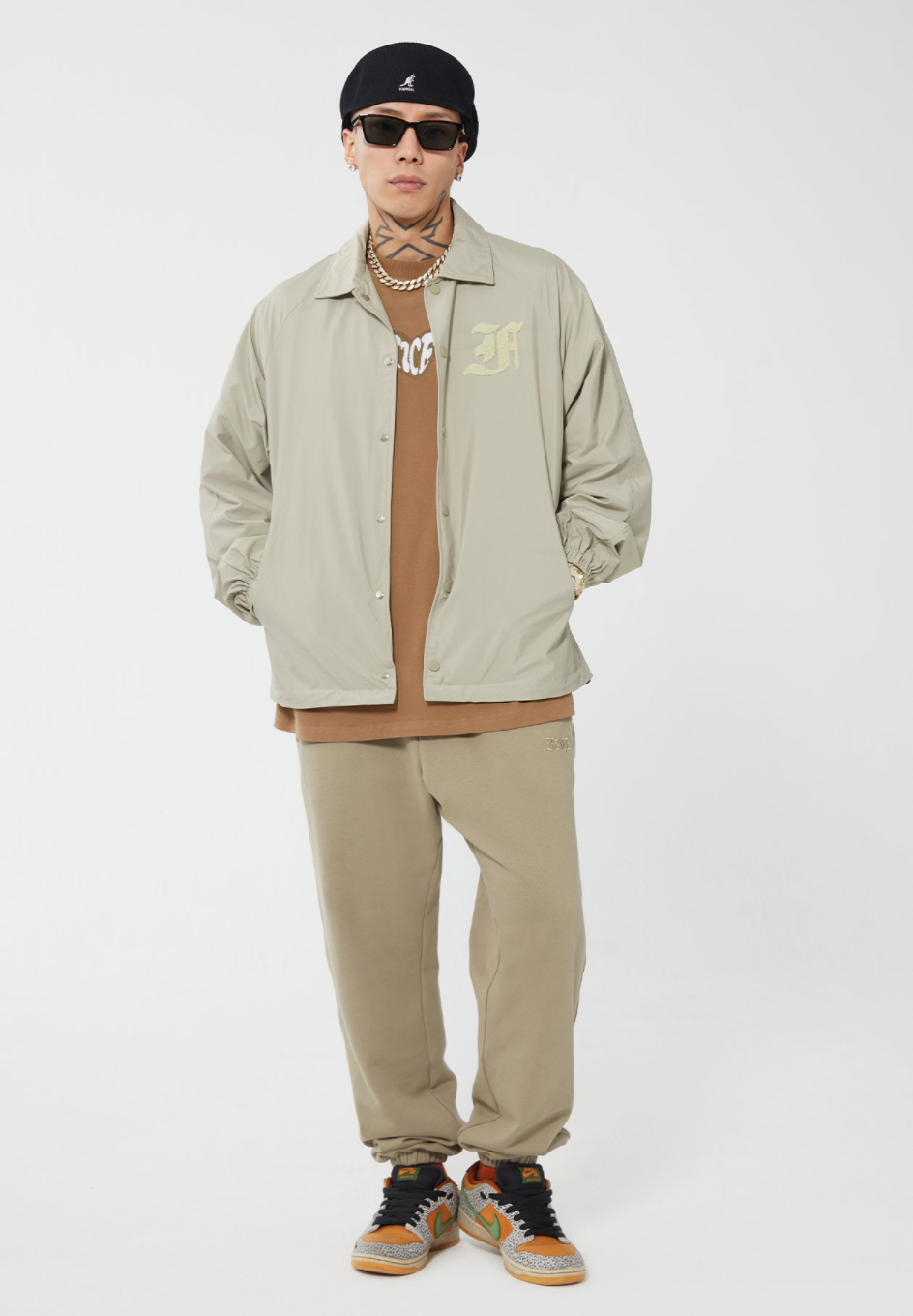 F2CE LOGO Print Towel Embroidery Coach Jacket | Face 3 Face