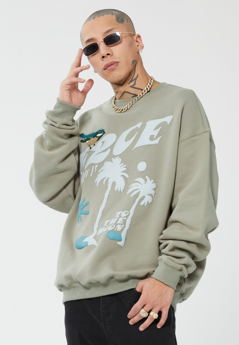 F2CE LOGO Foam Creative Print Embroidery Sweatshirts | Face 3 Face