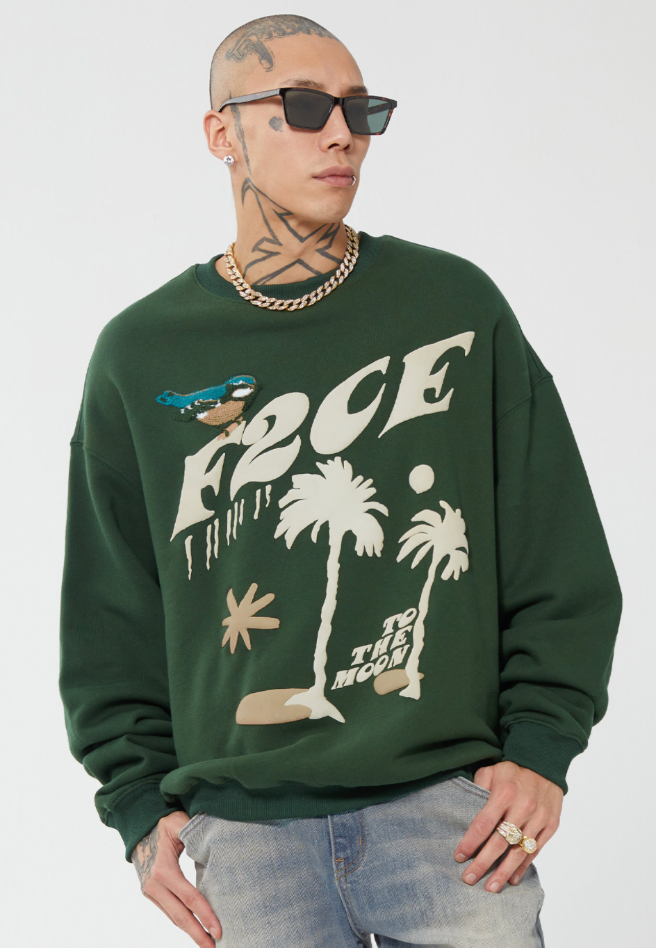 F2CE LOGO Foam Creative Print Embroidery Sweatshirts