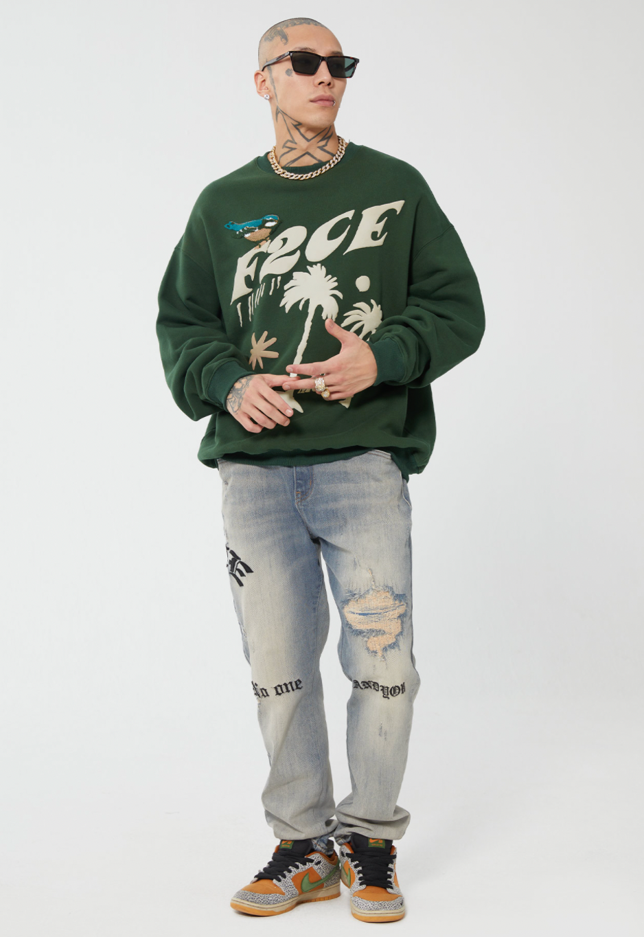 F2CE LOGO Foam Creative Print Embroidery Sweatshirts | Face 3 Face