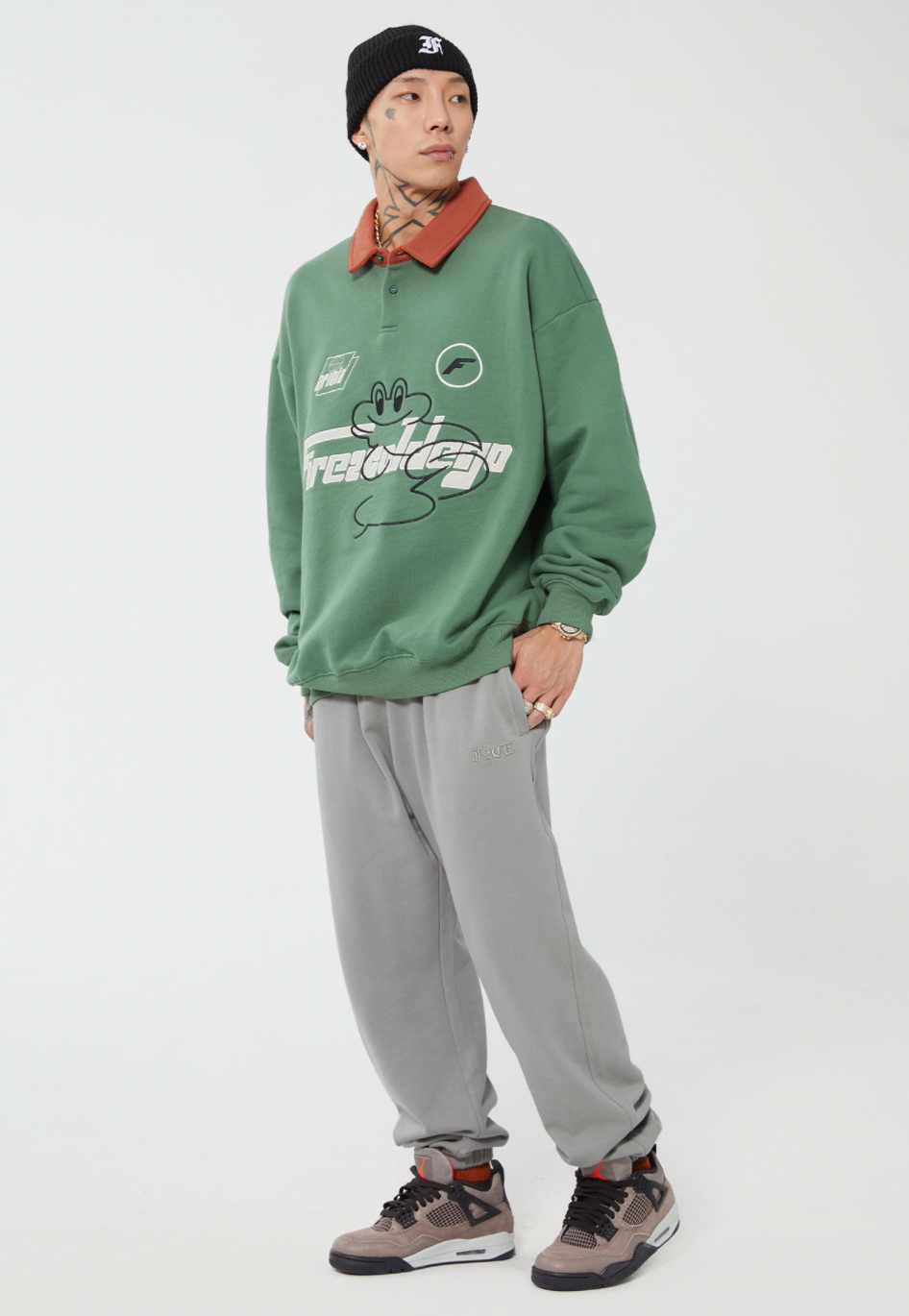 F2CE Fire 2 Cold Ego LOGO Vintage Print Polo Sweatshirts | Face 3 Face