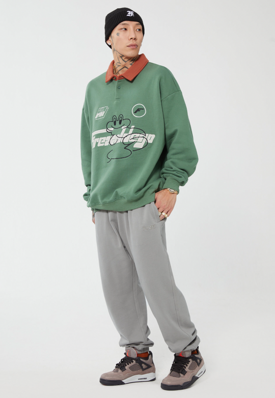 F2CE Fire 2 Cold Ego LOGO Vintage Print Polo Sweatshirts | Face 3 Face