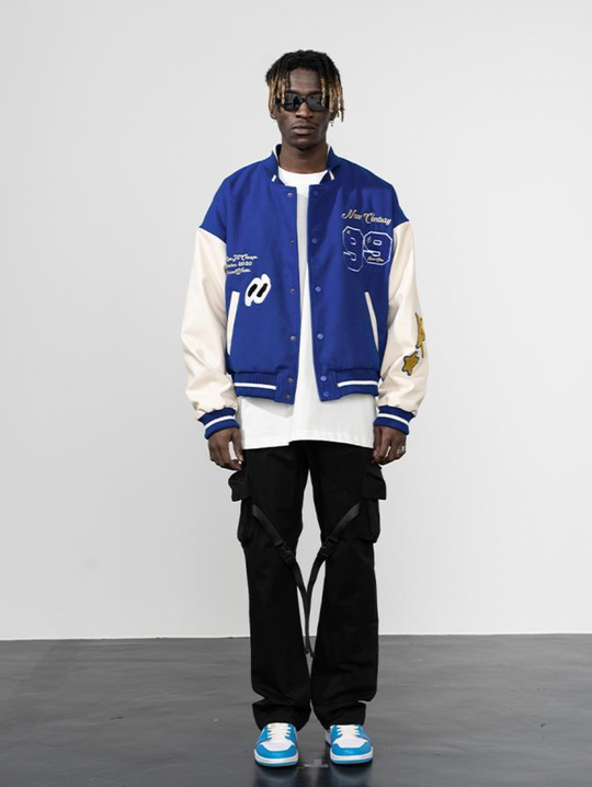 Harsh and Cruel Embroidered stars Clouds Varsity Jacket | Face 3 Face