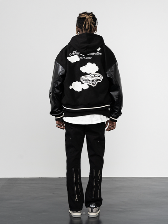 Harsh and Cruel Embroidered stars Clouds Varsity Jacket | Face 3 Face