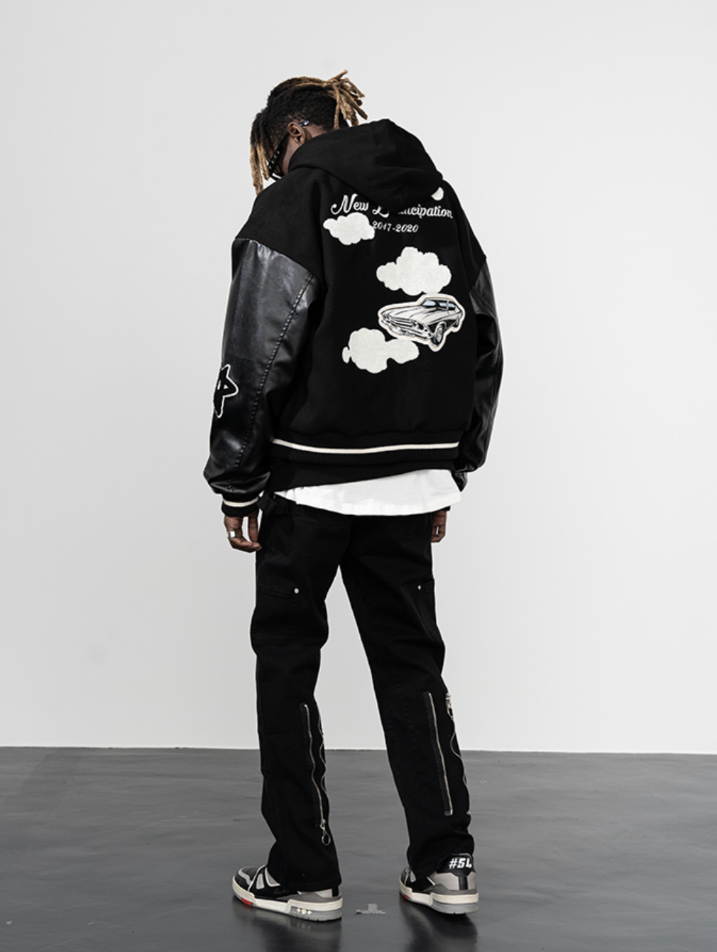Harsh and Cruel Embroidered stars Clouds Varsity Jacket | Face 3 Face