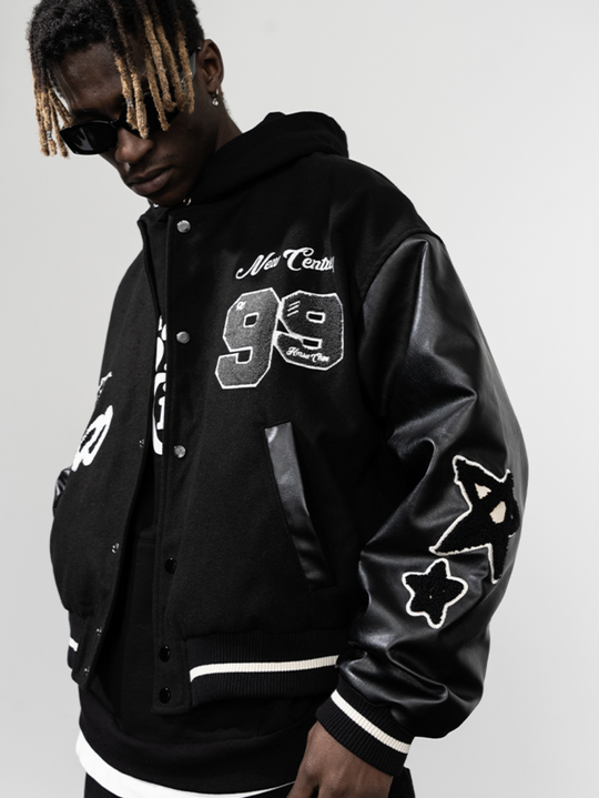 Harsh and Cruel Embroidered stars Clouds Varsity Jacket | Face 3 Face