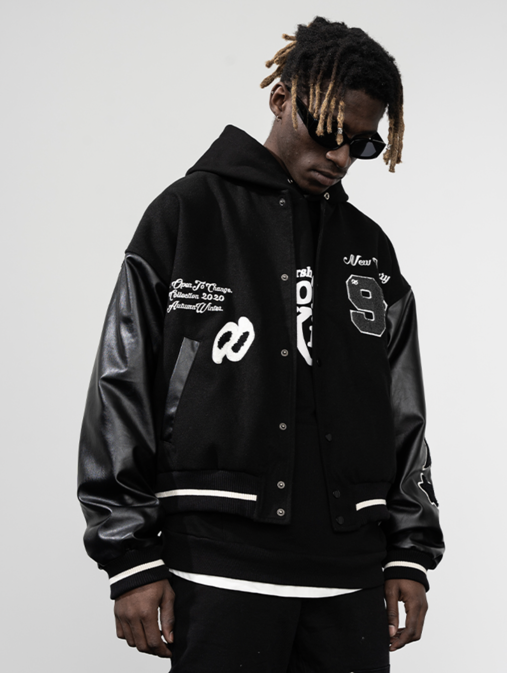 Harsh and Cruel Embroidered stars Clouds Varsity Jacket | Face 3 Face