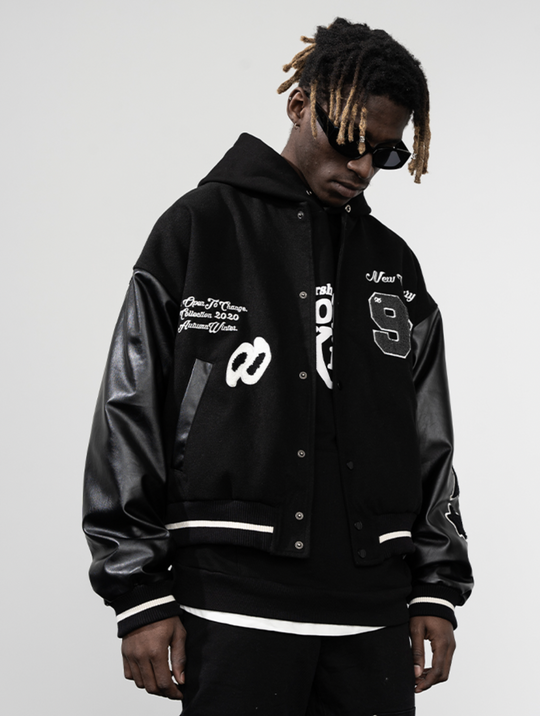 Harsh and Cruel Embroidered stars Clouds Varsity Jacket | Face 3 Face