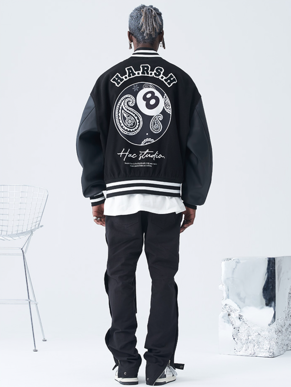 Harsh and Cruel Paisley Eight Ball (8 Ball) Varsity Jacket | Face 3 Face