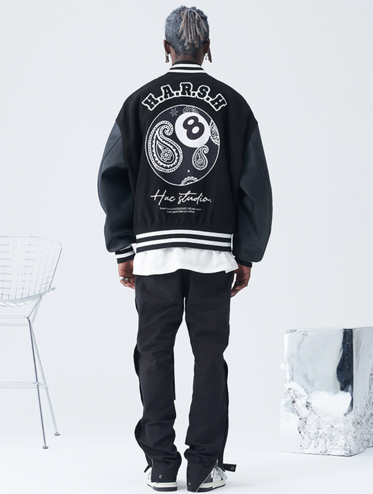 Harsh and Cruel Paisley Eight Ball (8 Ball) Varsity Jacket | Face 3 Face