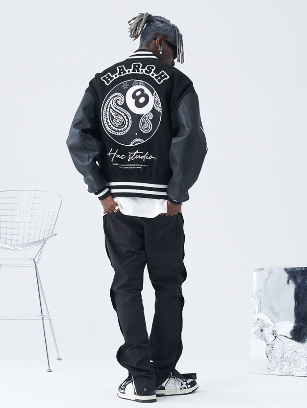Harsh and Cruel Paisley Eight Ball (8 Ball) Varsity Jacket | Face 3 Face