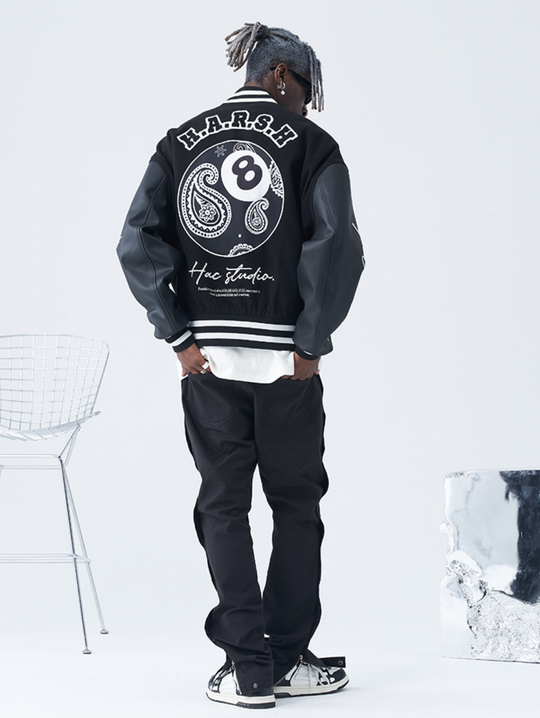 Harsh and Cruel Paisley Eight Ball (8 Ball) Varsity Jacket | Face 3 Face