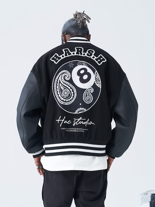 Harsh and Cruel Paisley Eight Ball (8 Ball) Varsity Jacket | Face 3 Face