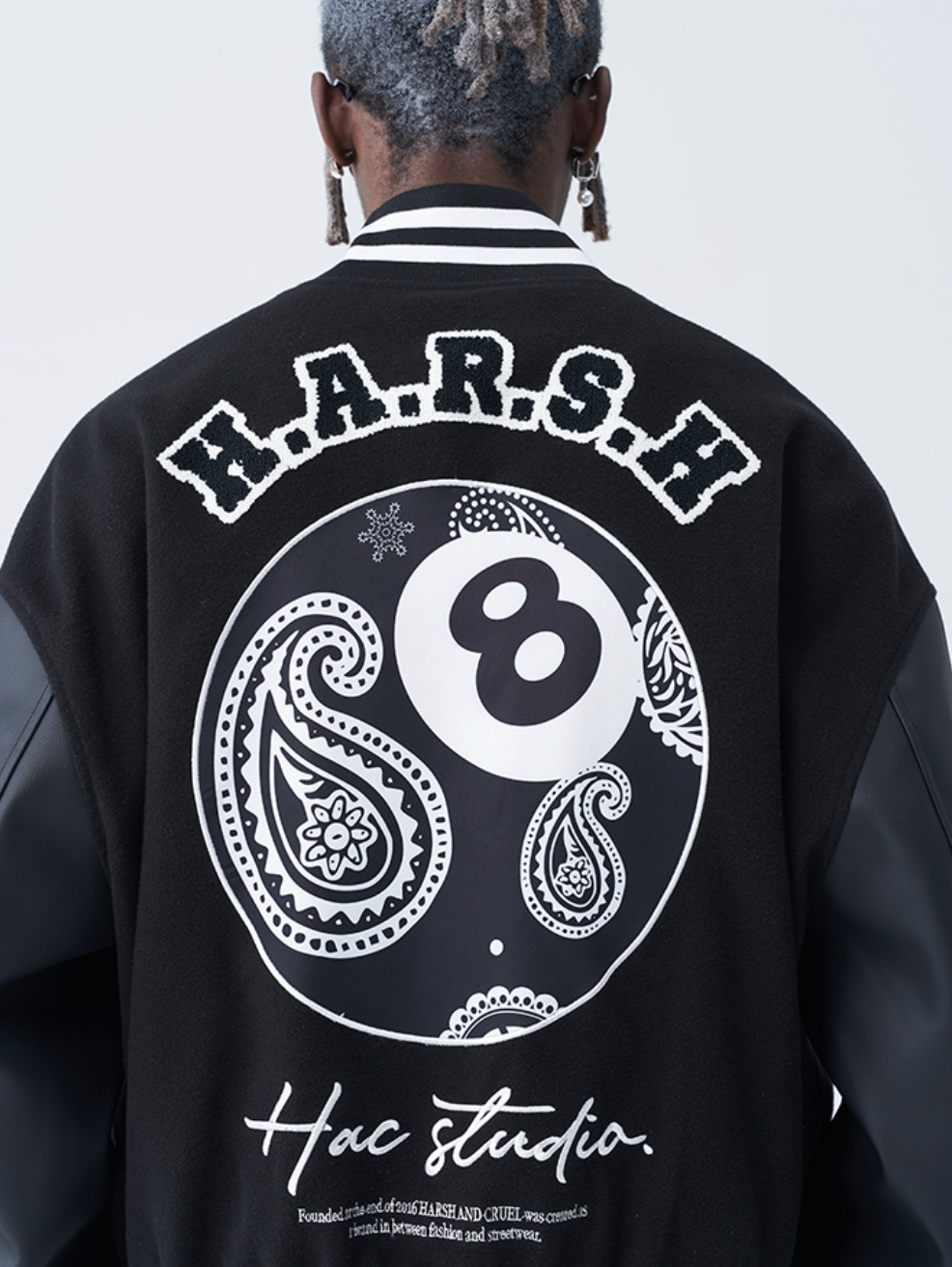 Harsh and Cruel Paisley Eight Ball (8 Ball) Varsity Jacket | Face 3 Face