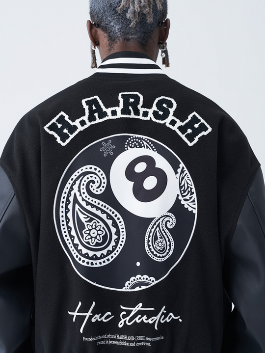 Harsh and Cruel Paisley Eight Ball (8 Ball) Varsity Jacket | Face 3 Face