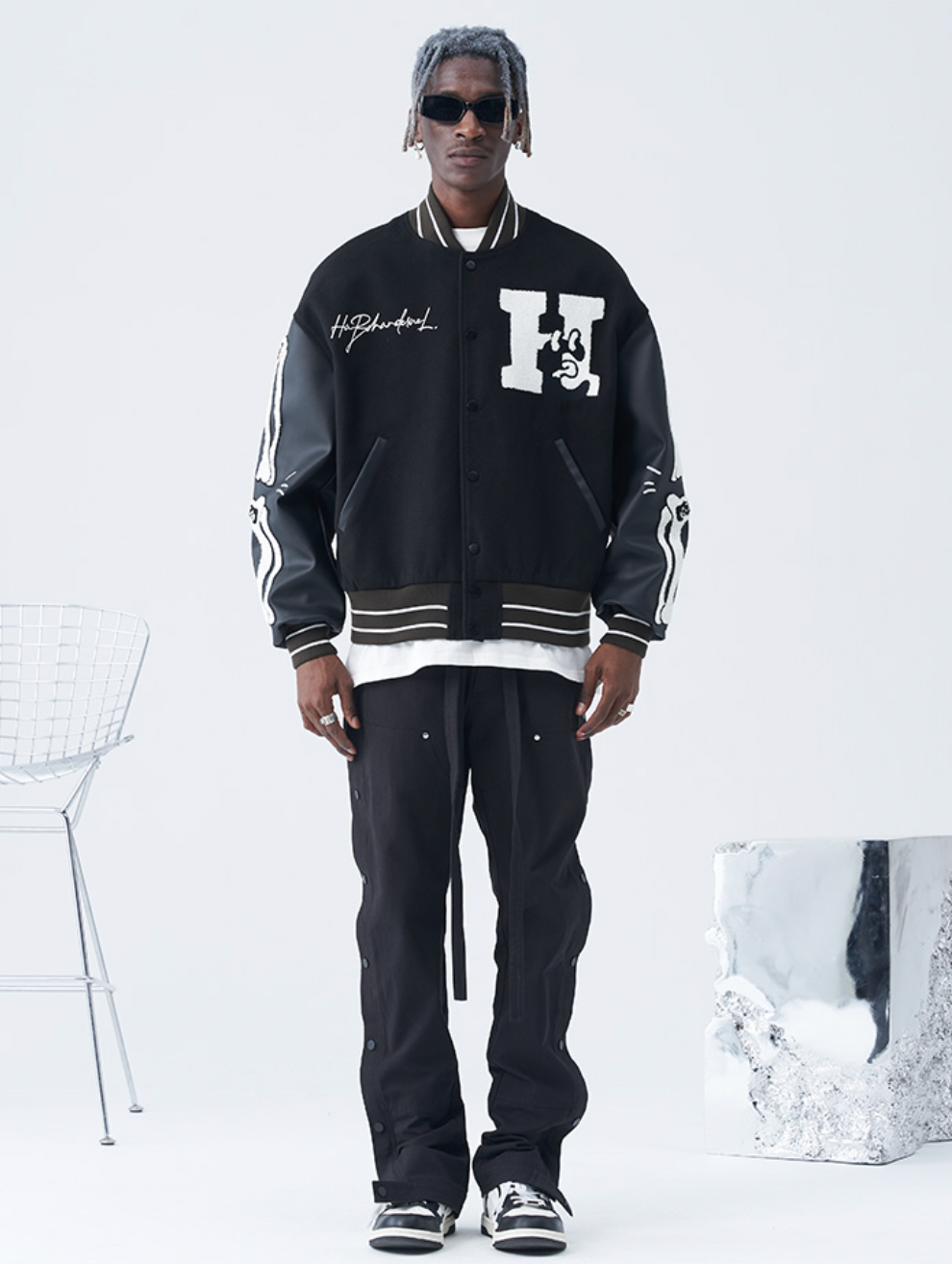 Harsh and Cruel Skeleton Bones Varsity Jacket | Face 3 Face