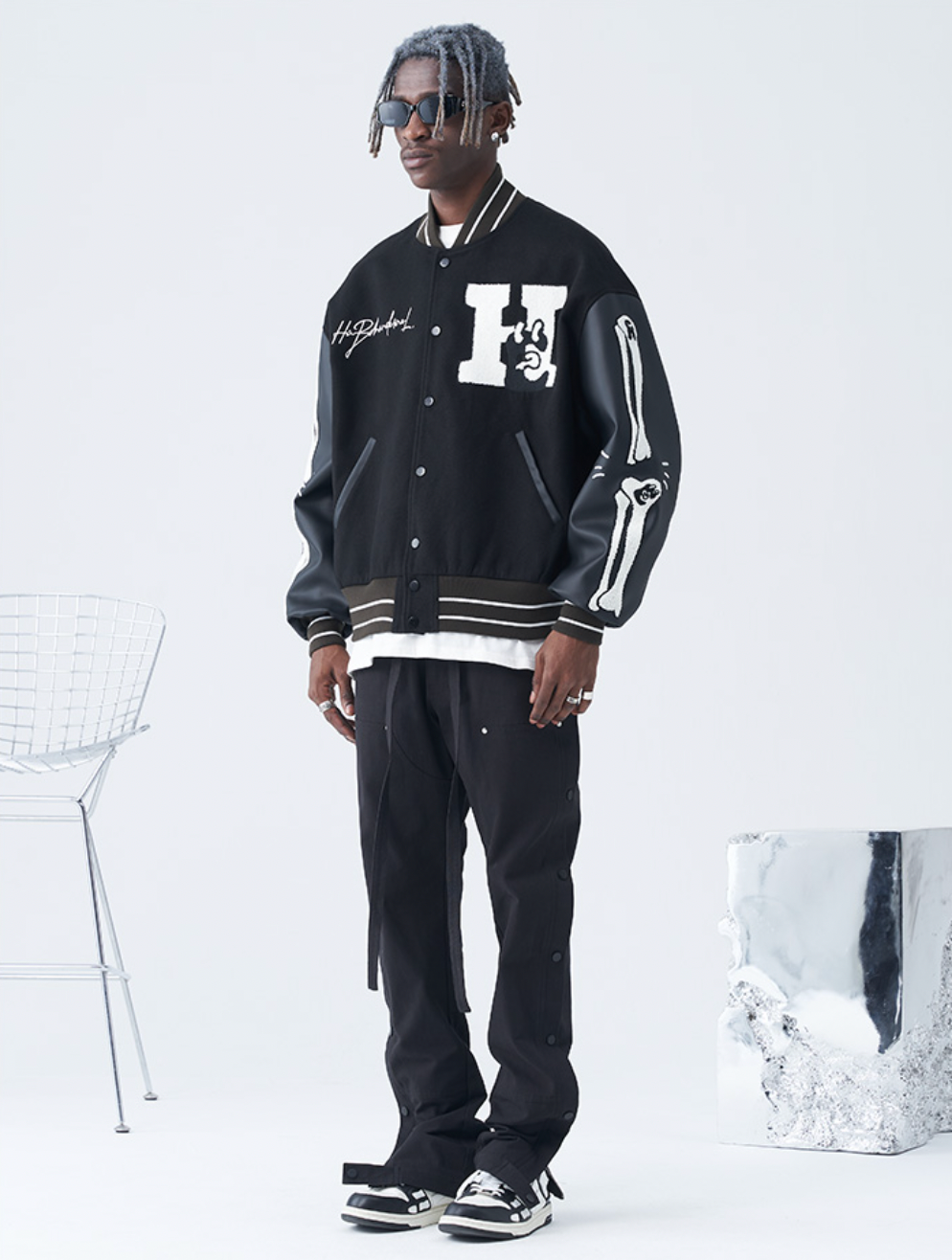 Harsh and Cruel Skeleton Bones Varsity Jacket | Face 3 Face