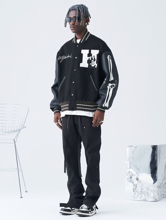 Harsh and Cruel Skeleton Bones Varsity Jacket | Face 3 Face