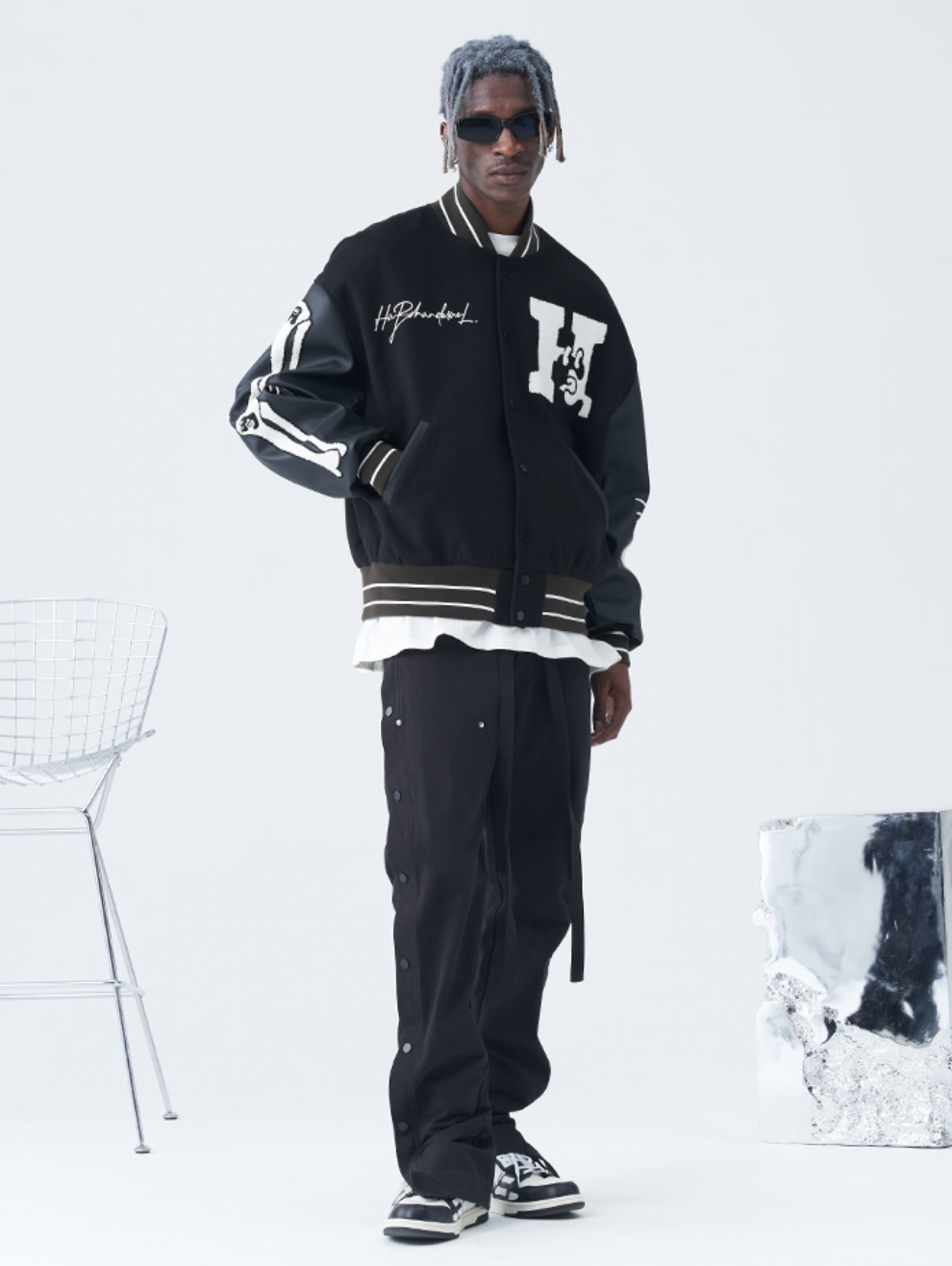 Harsh and Cruel Skeleton Bones Varsity Jacket | Face 3 Face