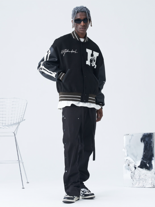 Harsh and Cruel Skeleton Bones Varsity Jacket | Face 3 Face