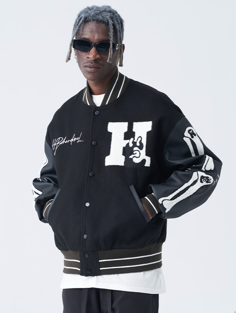 Harsh and Cruel Skeleton Bones Varsity Jacket | Face 3 Face