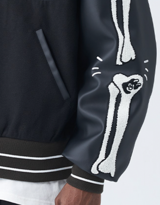 Harsh and Cruel Skeleton Bones Varsity Jacket | Face 3 Face