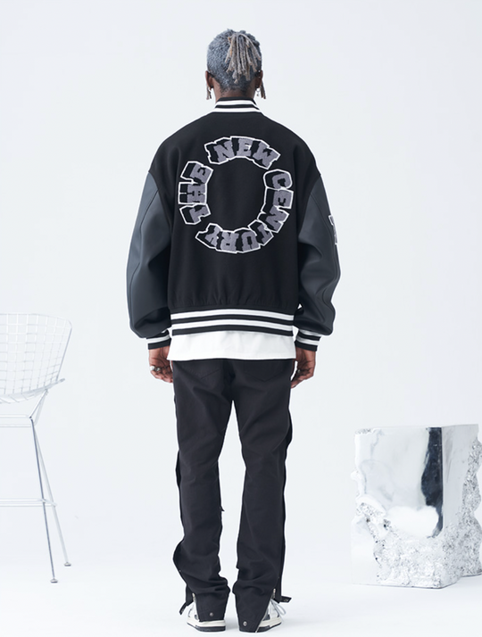 Harsh and Cruel 3D Ring Circular LOGO Embroidered Varsity Jacket | Face 3 Face