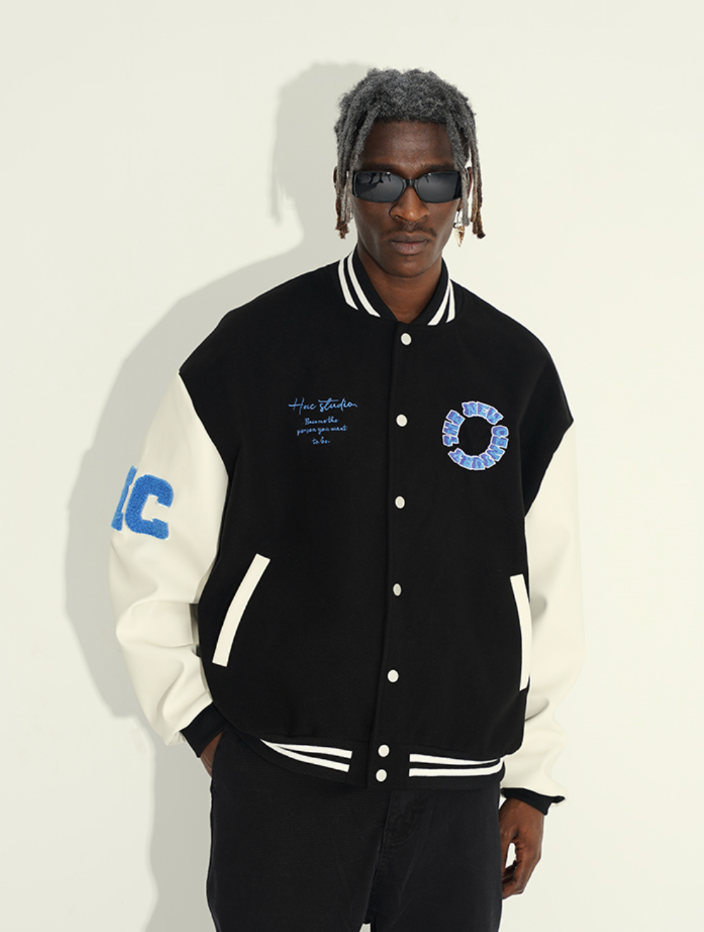 Harsh and Cruel 3D Ring Circular LOGO Embroidered Varsity Jacket | Face 3 Face