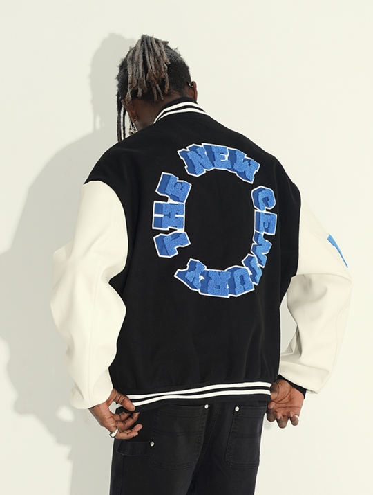 Harsh and Cruel 3D Ring Circular LOGO Embroidered Varsity Jacket | Face 3 Face