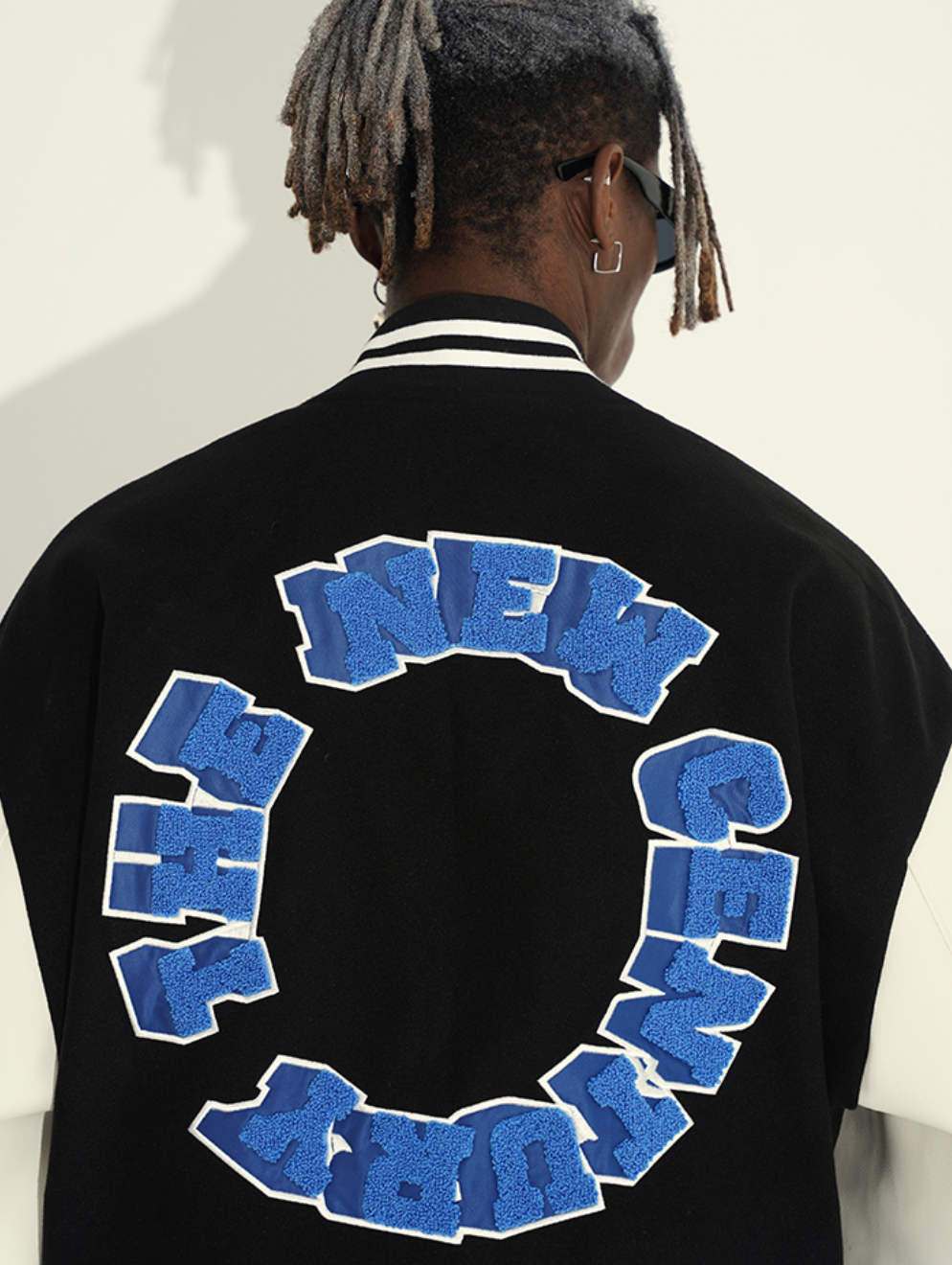 Harsh and Cruel 3D Ring Circular LOGO Embroidered Varsity Jacket | Face 3 Face