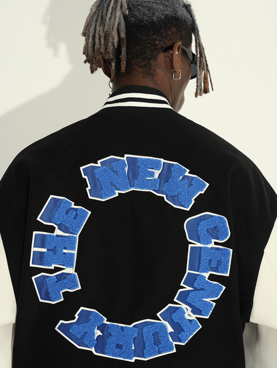 Harsh and Cruel 3D Ring Circular LOGO Embroidered Varsity Jacket | Face 3 Face