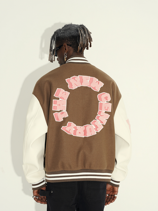 Harsh and Cruel 3D Ring Circular LOGO Embroidered Varsity Jacket | Face 3 Face