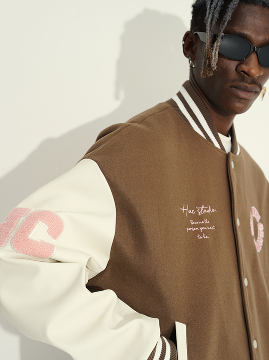 Harsh and Cruel 3D Ring Circular LOGO Embroidered Varsity Jacket | Face 3 Face