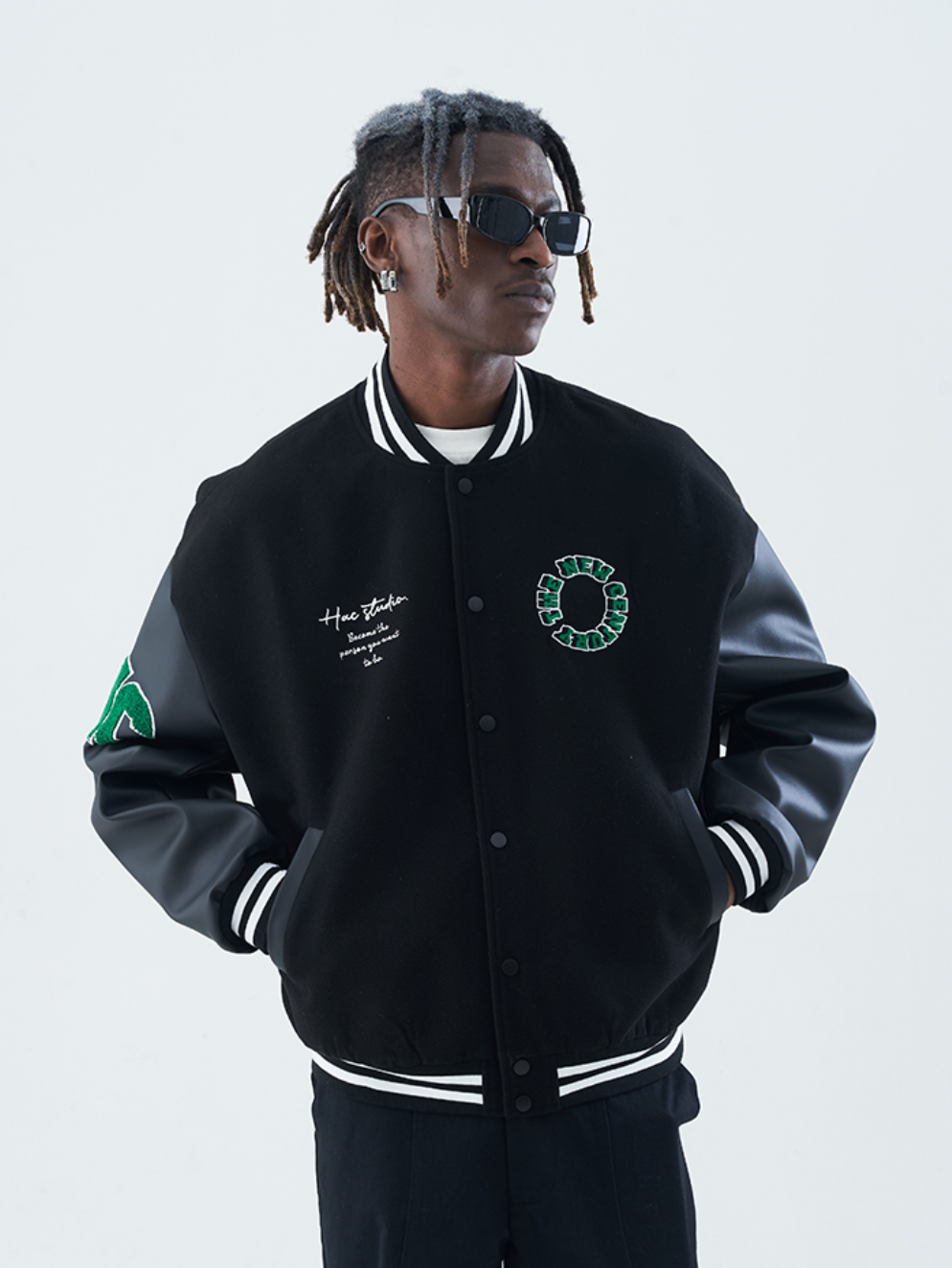 Harsh and Cruel 3D Ring Circular LOGO Embroidered Varsity Jacket | Face 3 Face