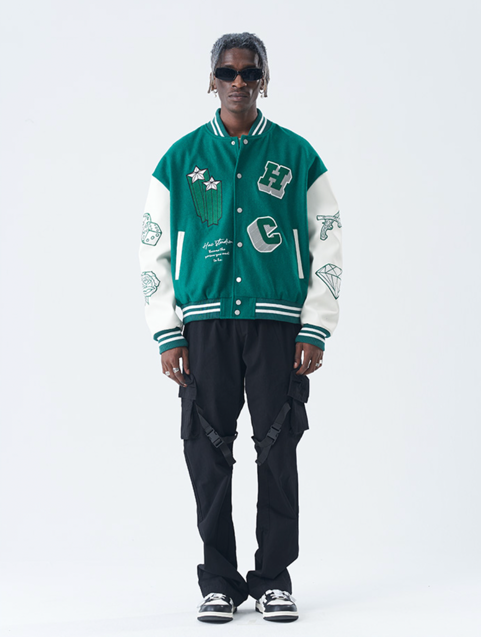 Harsh and Cruel Cross Angel Embroidered Varsity Jacket | Face 3 Face