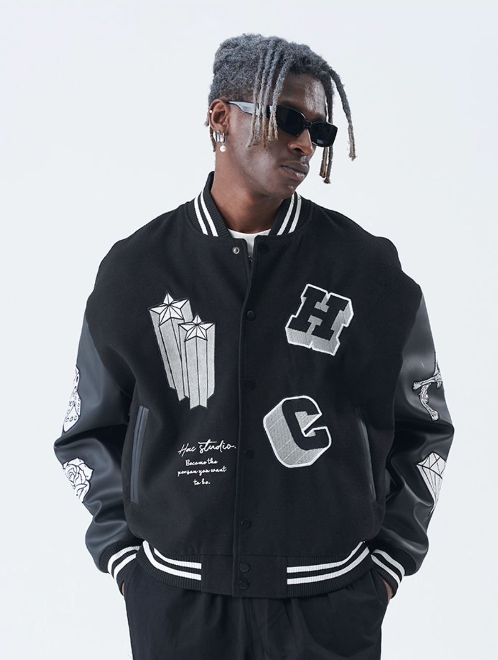 Harsh and Cruel Cross Angel Embroidered Varsity Jacket | Face 3 Face