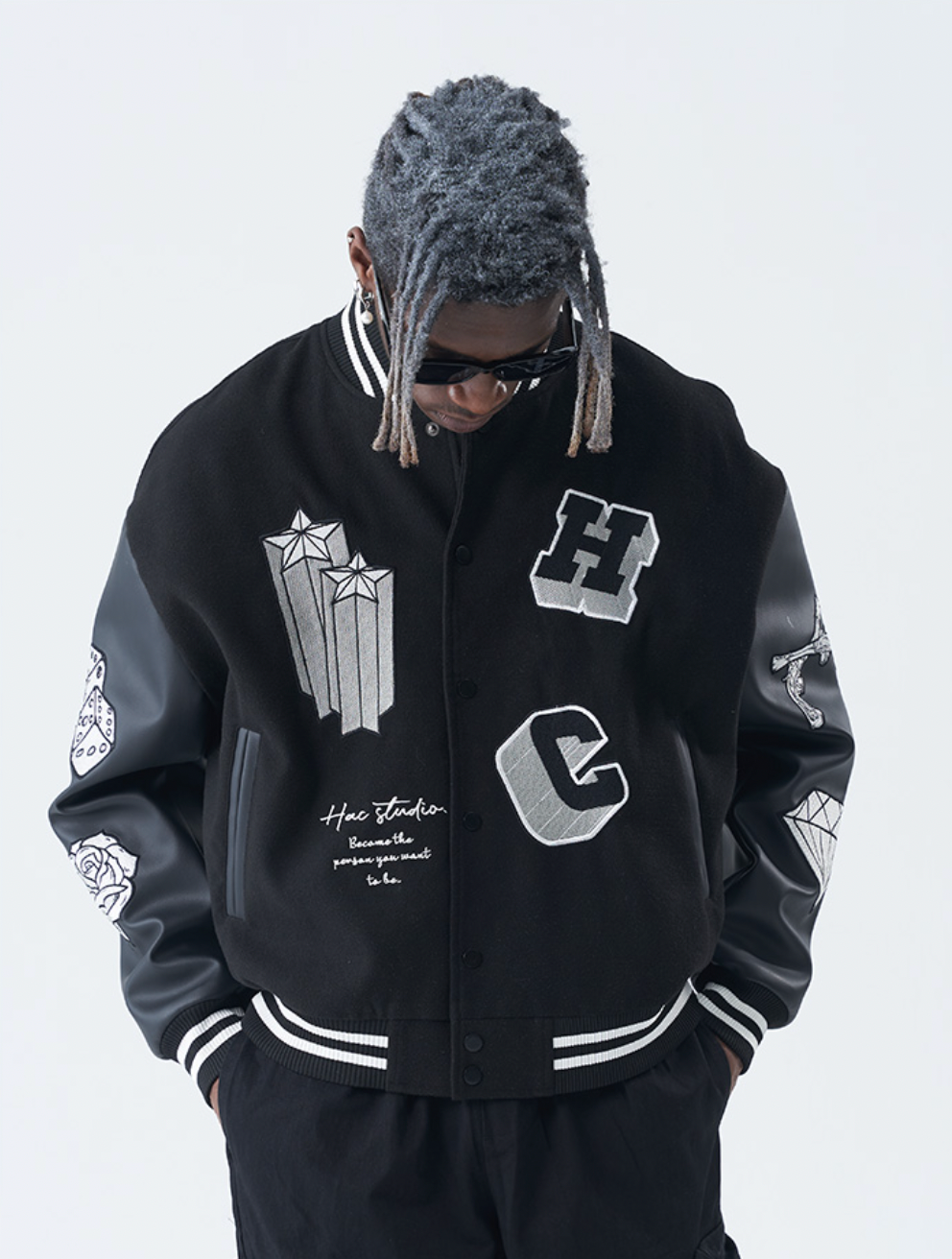 Harsh and Cruel Cross Angel Embroidered Varsity Jacket | Face 3 Face