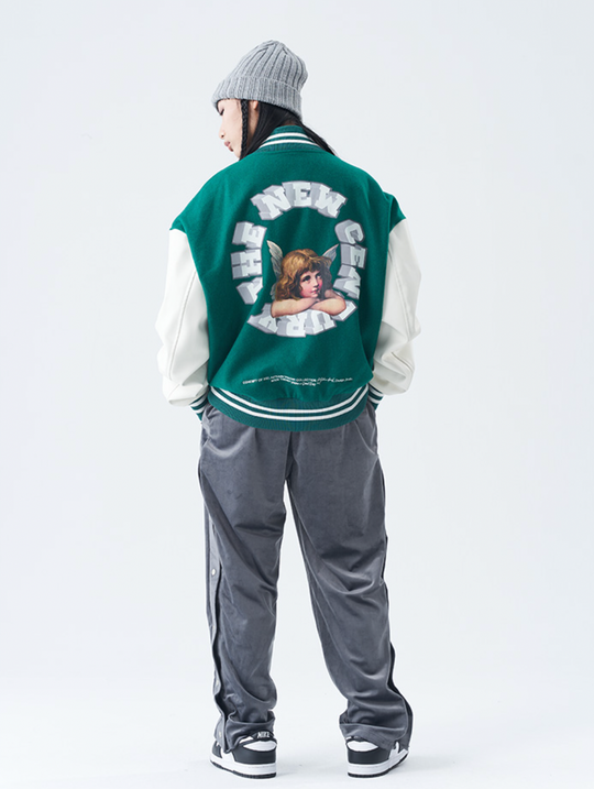 Harsh and Cruel 3D Ring Circular LOGO Angel Varsity Jacket | Face 3 Face