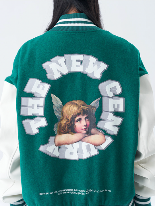 Harsh and Cruel 3D Ring Circular LOGO Angel Varsity Jacket | Face 3 Face