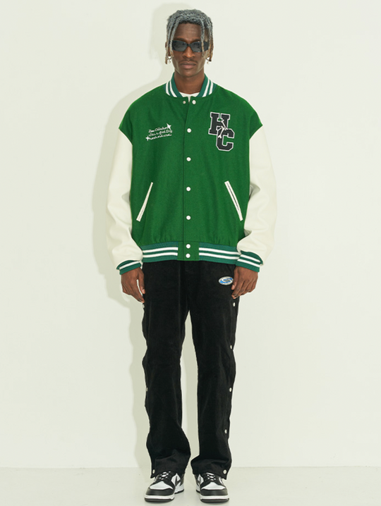 Harsh and Cruel Circular Ring LOGO Bulldog Varsity Jacket | Face 3 Face