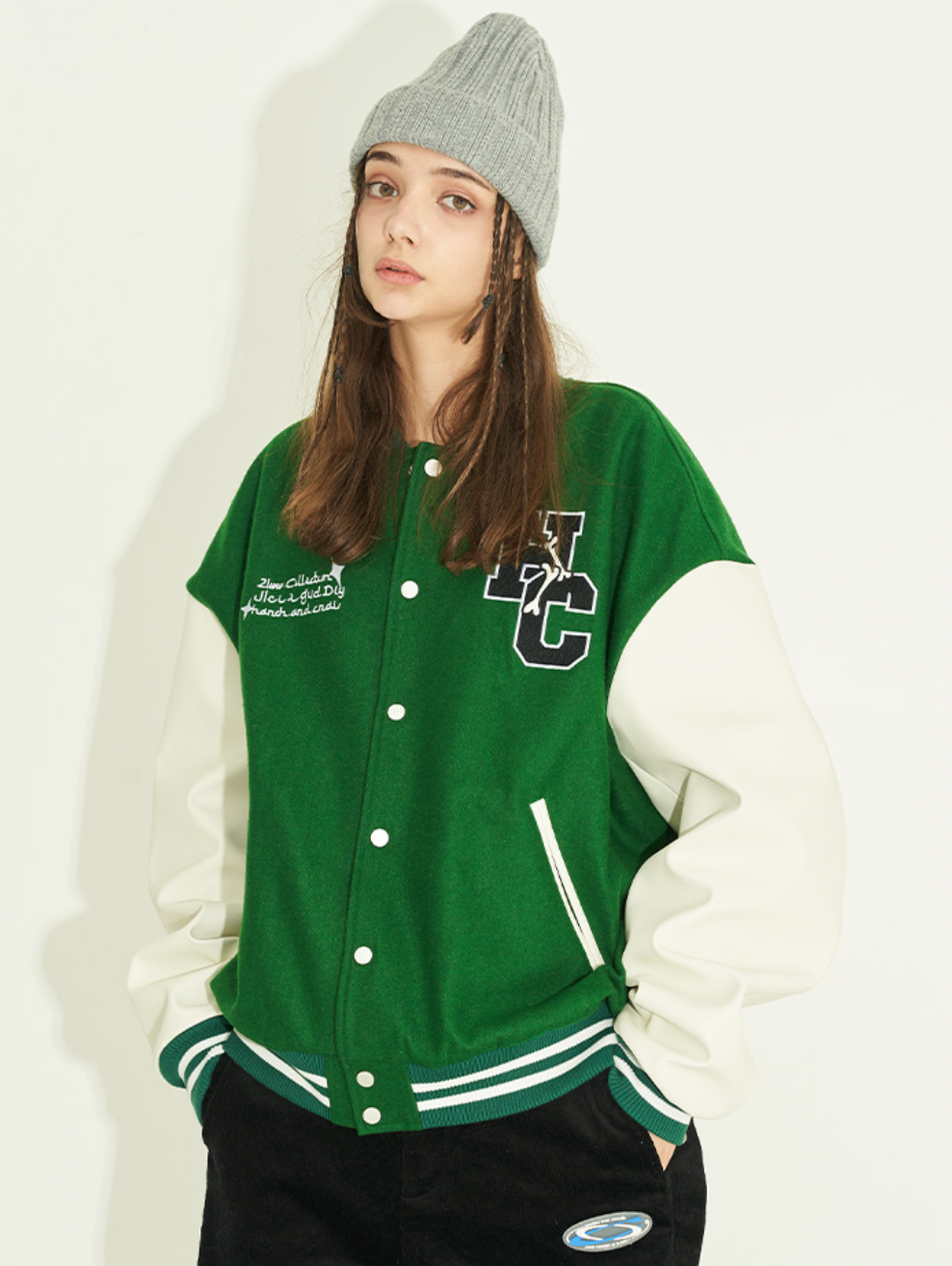 Harsh and Cruel Circular Ring LOGO Bulldog Varsity Jacket | Face 3 Face