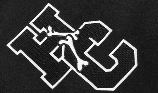 Harsh and Cruel Circular Ring LOGO Bulldog Varsity Jacket | Face 3 Face