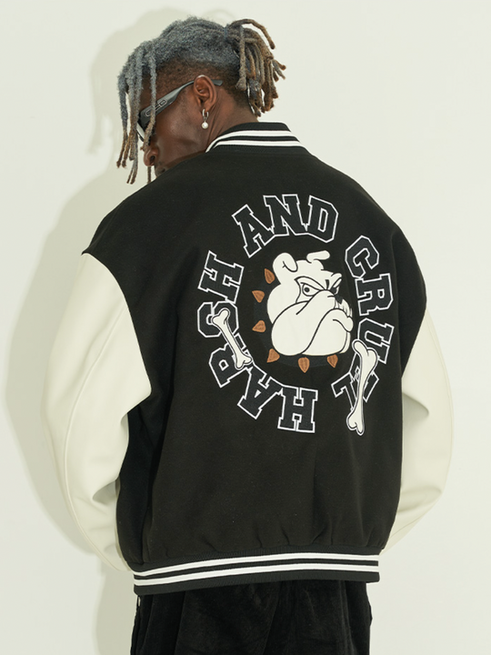 Harsh and Cruel Circular Ring LOGO Bulldog Varsity Jacket | Face 3 Face