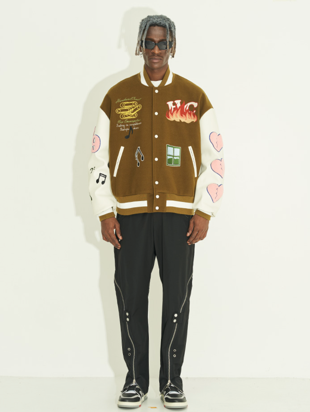 Harsh and Cruel Graffiti Logo Smiley Face Love Heart UFO Varsity Jacket | Face 3 Face