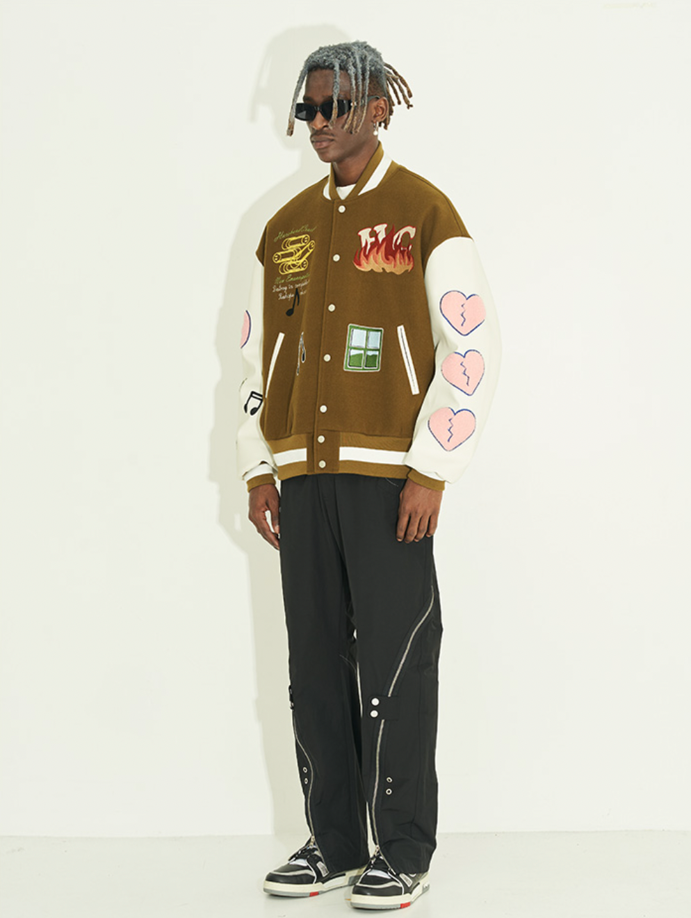 Harsh and Cruel Graffiti Logo Smiley Face Love Heart UFO Varsity Jacket | Face 3 Face